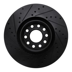 Audi S6 Brake Rotor (1) - Front Right - R1 Concepts - Drilled & Slotted - Black - `99-`04